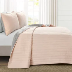Soft Rose Stripe All-Season Full/Queen 3-Piece Coverlet Quilt Set 14 Soft Rose Stripe All-Season Full/Queen 3-Piece Coverlet Quilt Set -Northlight Outlet Home Store 810553267 21