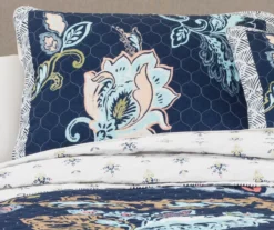 Aster Navy & Pink Floral King 3-Piece Quilt Set 9 Aster Navy & Pink Floral King 3-Piece Quilt Set -Northlight Outlet Home Store 810553305 11