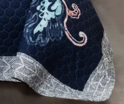 Aster Navy & Pink Floral King 3-Piece Quilt Set 8 Aster Navy & Pink Floral King 3-Piece Quilt Set -Northlight Outlet Home Store 810553305 3