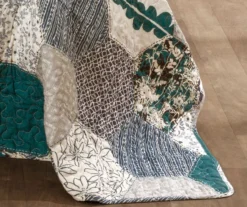 Briley Gray & Turquoise Geometric Hexagon Reversible Full/Queen 3-Piece Quilt Set -Northlight Outlet Home Store 810553324 3