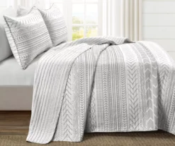 Hygge Gray & White Geometric Reversible King 3-Piece Quilt Set -Northlight Outlet Home Store 810553390 11