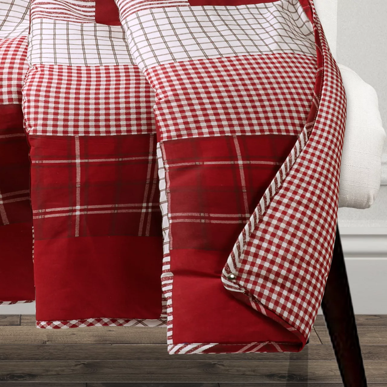 Greenville Red & White Plaid Patchwork Throw, (50" X 60") 5 Greenville Red & White Plaid Patchwork Throw, (50" X 60") - Image 5