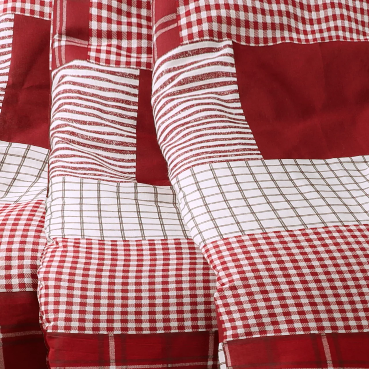 Greenville Red & White Plaid Patchwork Throw, (50" X 60") 3 Greenville Red & White Plaid Patchwork Throw, (50" X 60") - Image 3