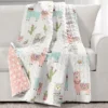 White & Pastel Llama Cactus Quilted Throw, (50" X 60")
