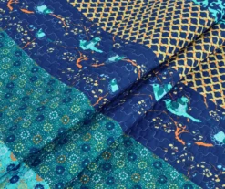 Royal Empire Peacock & Royal Blue Pattern Block Quilted Throw, (50" X 60") -Northlight Outlet Home Store 810553483 2