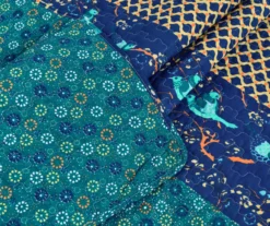 Royal Empire Peacock & Royal Blue Pattern Block Quilted Throw, (50" X 60") -Northlight Outlet Home Store 810553483 3