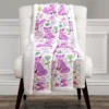 Pixie White & Purple Floral Fox Quilted Sherpa Throw, (50" X 60")