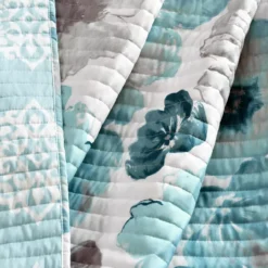 Leah White & Blue Floral Quilted Throw, (50" X 60") -Northlight Outlet Home Store 810553530 31