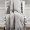 Reyna Light Gray Ruffle-Trim Crinkle Throw, (50" X 60")