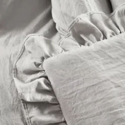 Reyna Light Gray Ruffle-Trim Crinkle Throw, (50" X 60") -Northlight Outlet Home Store 810553551 2