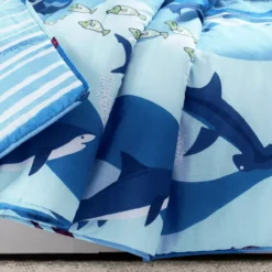 Blue Sharks Swirl Quilted Throw, (50" X 60") 13 Blue Sharks Swirl Quilted Throw, (50" X 60") -Northlight Outlet Home Store 810553571 11