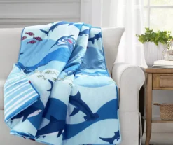 Blue Sharks Swirl Quilted Throw, (50" X 60")