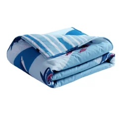 Blue Sharks Swirl Quilted Throw, (50" X 60") 11 Blue Sharks Swirl Quilted Throw, (50" X 60") -Northlight Outlet Home Store 810553571 3