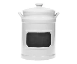 White Farmhouse Chalkboard Canister With Lid, 83 Oz.