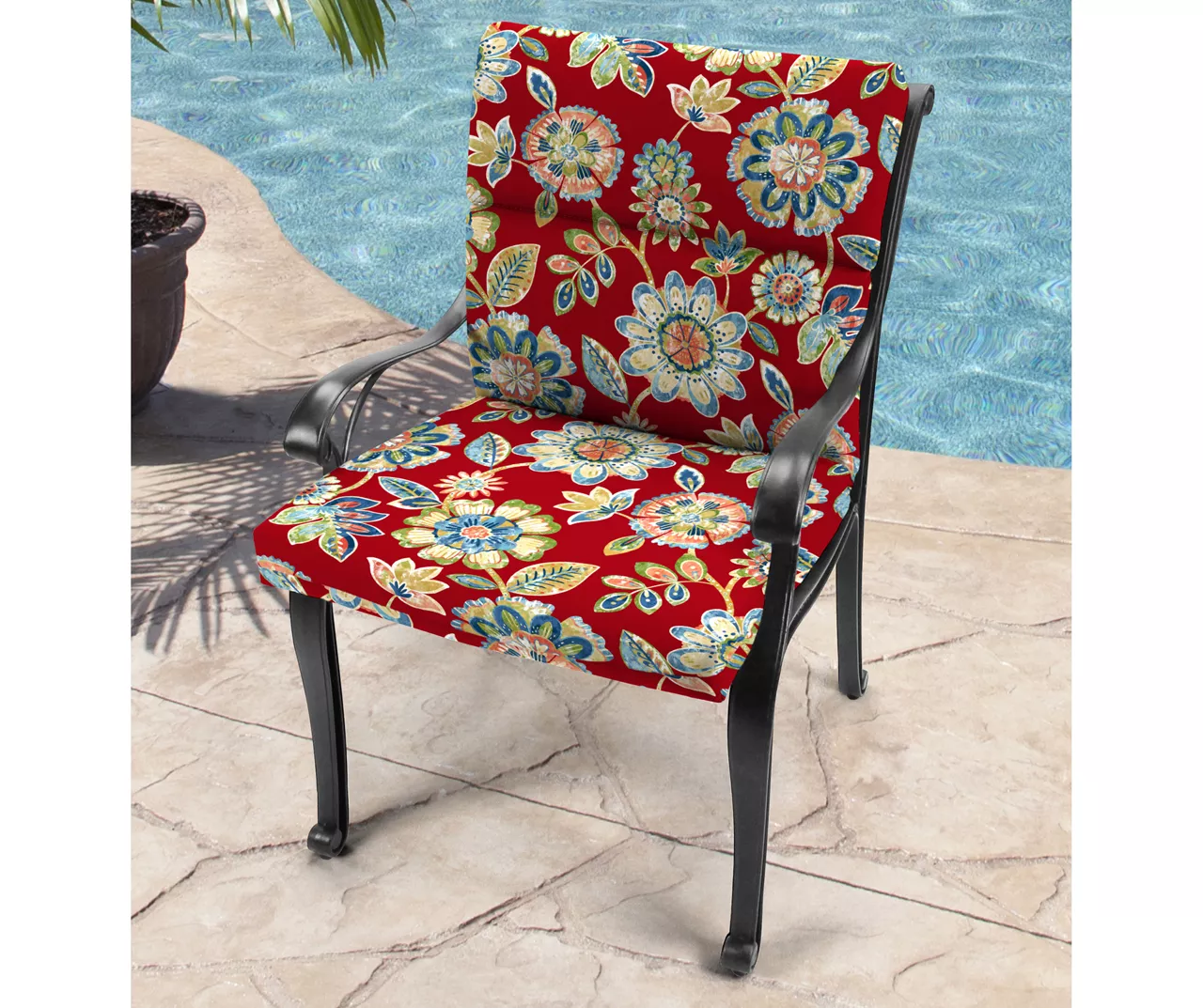Daelyn Cherry French Edge Outdoor Chair Cushion 2 Daelyn Cherry French Edge Outdoor Chair Cushion - Image 2