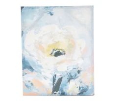 White & Blue Floral Wrapped Canvas