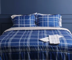 Real Living Blue Plaid Bed-in-a-Bag Reversible Comforter Set