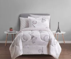 Real Living White & Pink Paris Bed-in-a-Bag Reversible Comforter Set -Northlight Outlet Home Store 810563041 B0 2