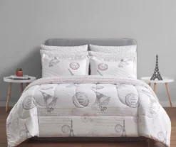 Real Living White & Pink Paris Bed-in-a-Bag Reversible Comforter Set -Northlight Outlet Home Store 810563042 B0 2