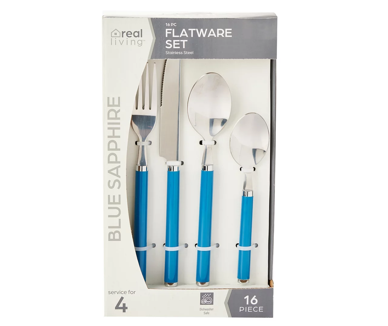 Real Living Teal Handle 16-Piece Flatware Set 1 Real Living Teal Handle 16-Piece Flatware Set