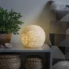 Warm White Perforated Flower Globe Table Lamp, (6")
