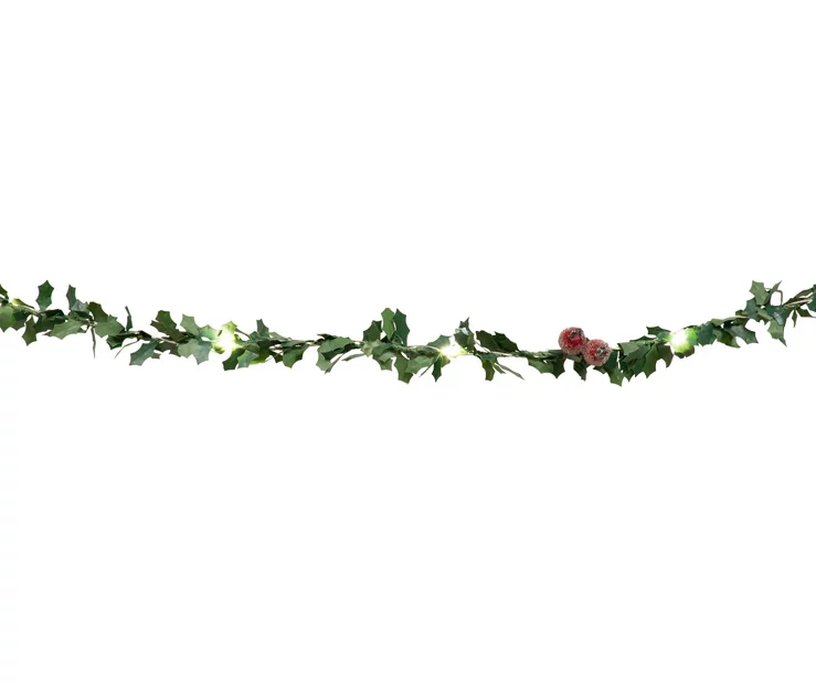 10.6' Frosted Berry & Holly Garland Light Set, 30-Lights 1 10.6' Frosted Berry & Holly Garland Light Set, 30-Lights