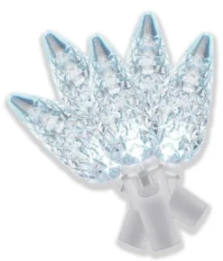 Cool White LED Diamond Cut C6 Light Set With White Wire, 60-Lights