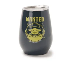 STAR WARS The Mandalorian Dark Green Grogu Stainless Steel Travel Stemless Wine Mug, 10 Oz.