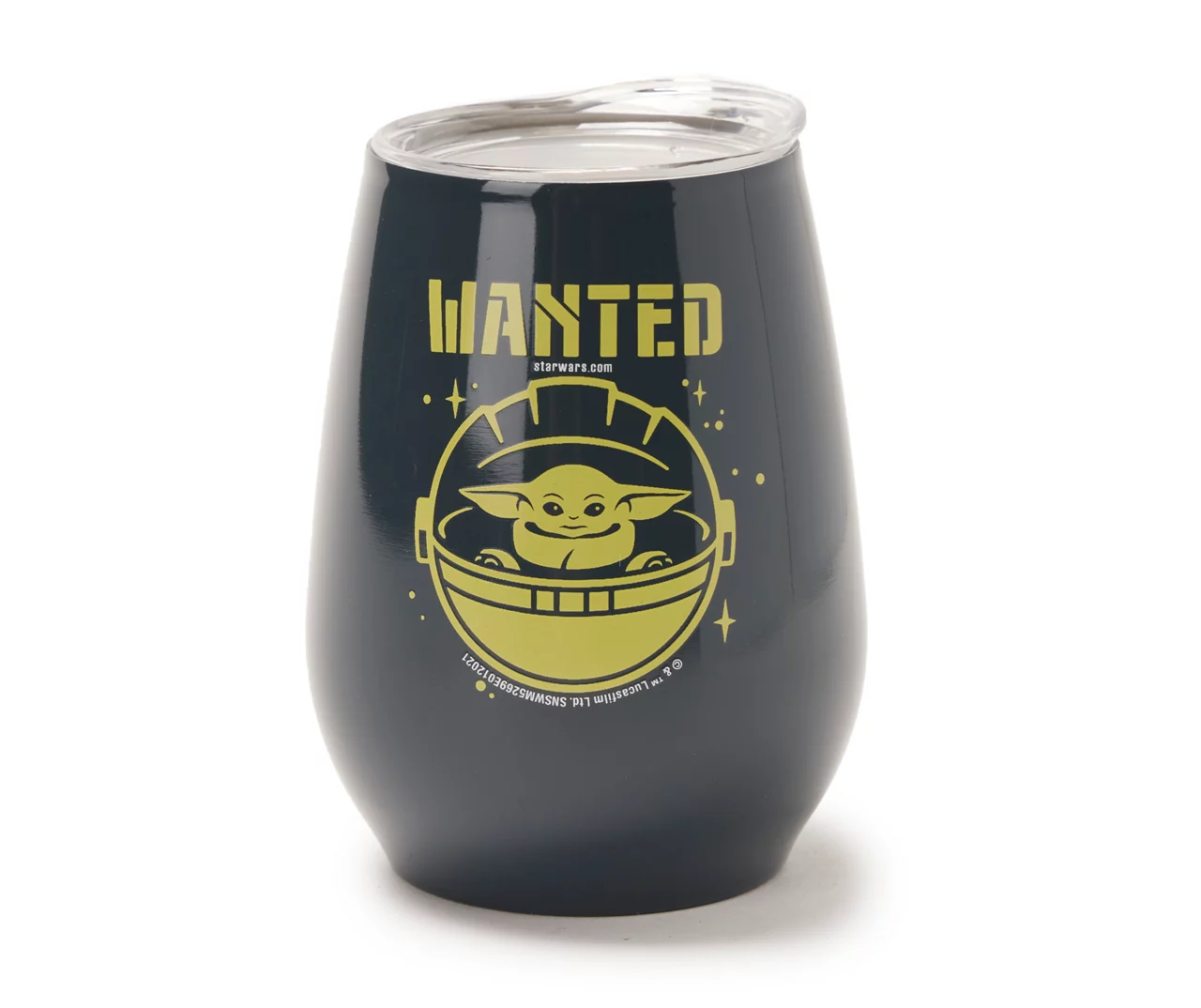 STAR WARS The Mandalorian Dark Green Grogu Stainless Steel Travel Stemless Wine Mug, 10 Oz. 1 STAR WARS The Mandalorian Dark Green Grogu Stainless Steel Travel Stemless Wine Mug, 10 Oz.