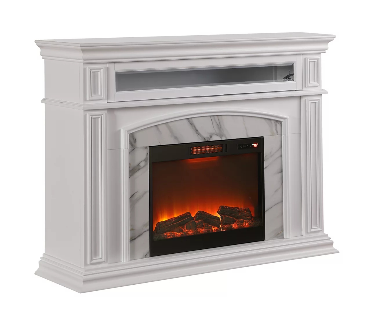 62" Grand White Faux Marble Electric Fireplace 2 62" Grand White Faux Marble Electric Fireplace - Image 2