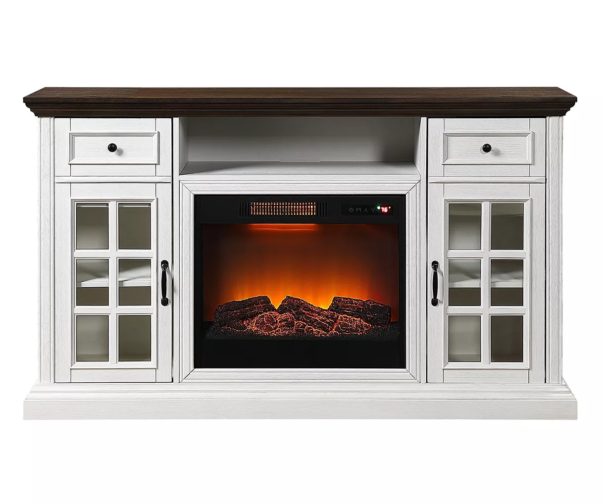 60" White 2-Tone Electric Fireplace Console 1 60" White 2-Tone Electric Fireplace Console