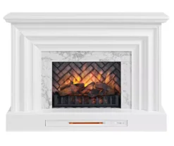 53.5" White Marble Petite Grand Electric Fireplace