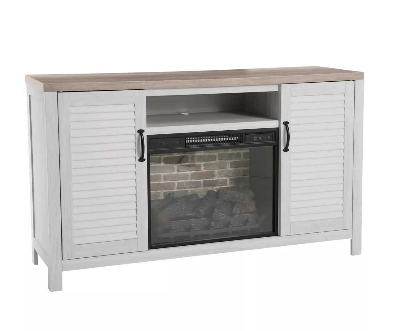 54" 2-Tone Shutter Door Electric Fireplace Console 3 54" 2-Tone Shutter Door Electric Fireplace Console - Image 3