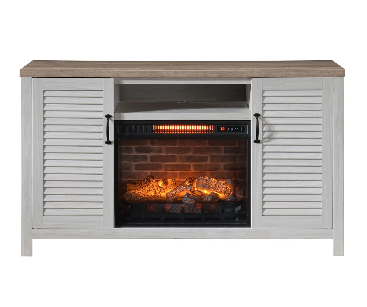 54" 2-Tone Shutter Door Electric Fireplace Console 1 54" 2-Tone Shutter Door Electric Fireplace Console