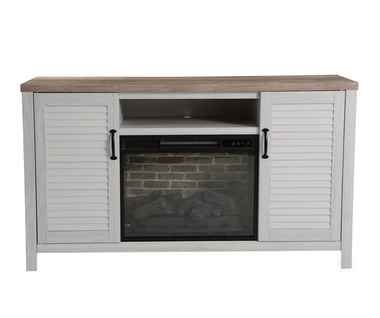 54" 2-Tone Shutter Door Electric Fireplace Console 2 54" 2-Tone Shutter Door Electric Fireplace Console - Image 2