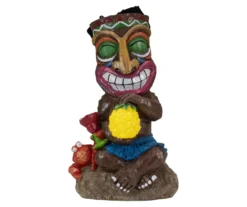 13.75" Tiki & Crab Solar Garden Statuary