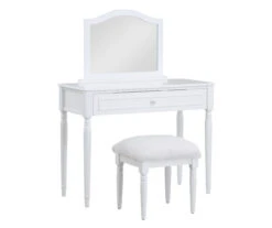 Vanity Table Set With Mirror & Faux Fur Stool -Northlight Outlet Home Store 810576524 810576521 A0