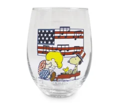 Peanuts Stars & Stripes 4-Piece Curved Glassware Set -Northlight Outlet Home Store 810581805 5
