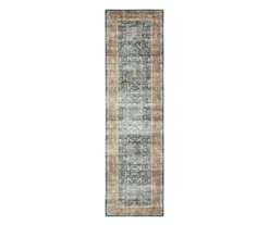 Charlotte Blue & Brown Floral Area Rug, (2' X 8')