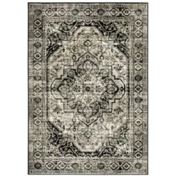 George Gray & Black Floral Medallion Area Rug, (7.1' X 10')