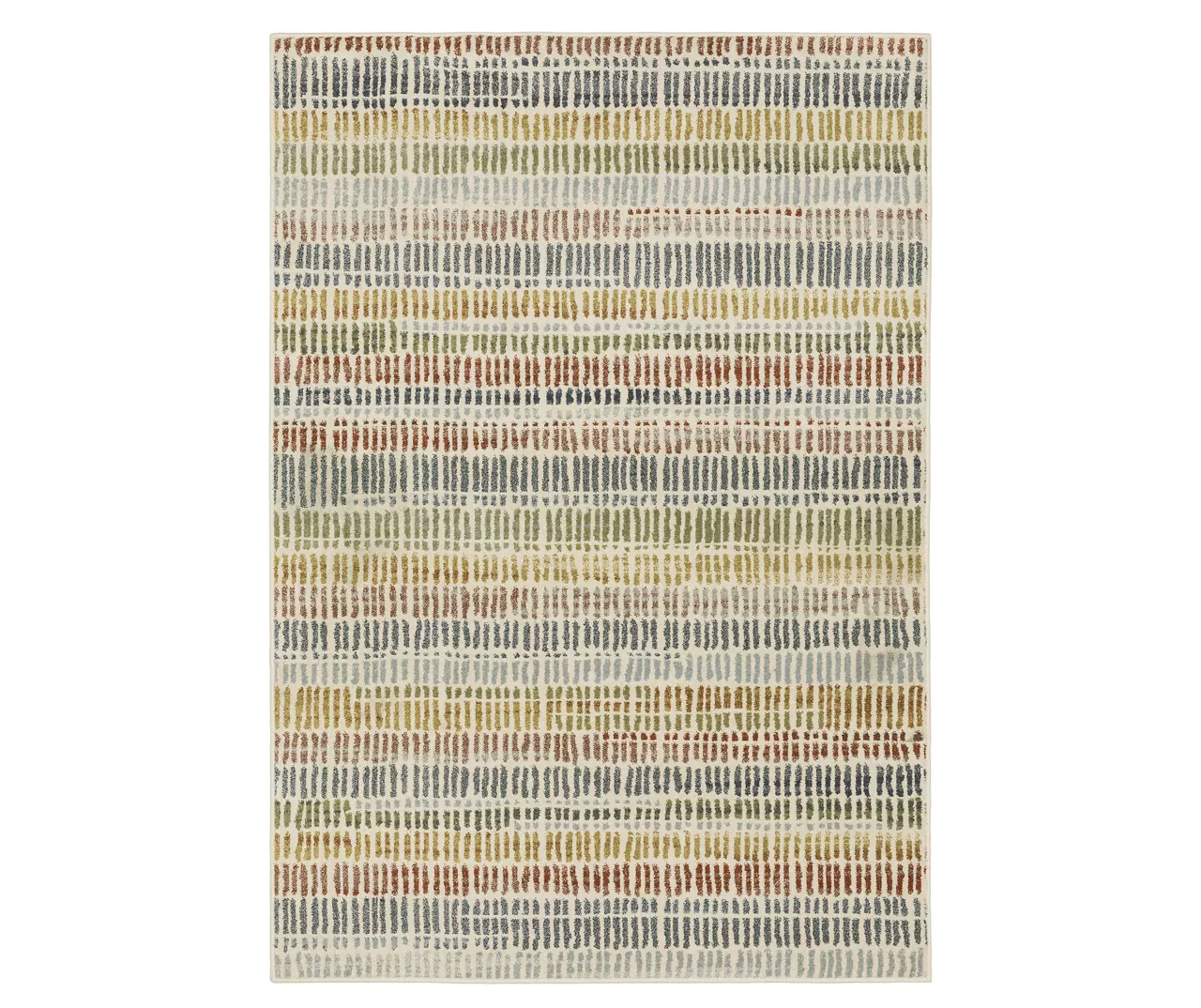 Seymour Ivory & Multi-Color Dash Stripe Area Rug, (6.7' X 9.2') 1 Seymour Ivory & Multi-Color Dash Stripe Area Rug, (6.7' X 9.2')