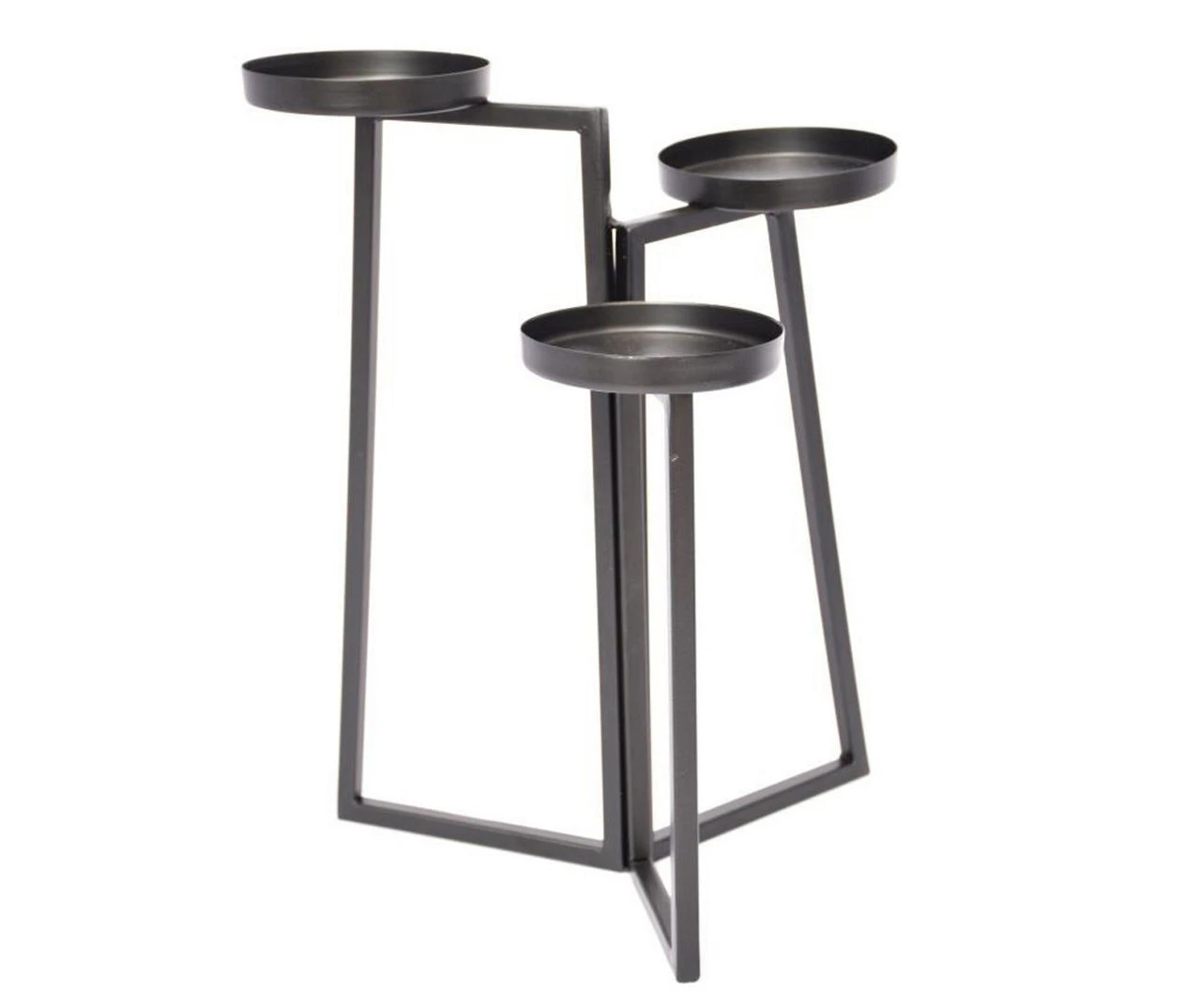 Black 3-Tier Metal Pillar Candle Holder 1 Black 3-Tier Metal Pillar Candle Holder