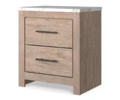 Senniberg Oak & Faux Calcutta 2-Drawer Nightstand 13 Senniberg Oak & Faux Calcutta 2-Drawer Nightstand -Northlight Outlet Home Store 810589298 2