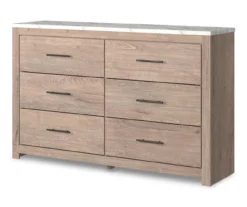 Senniberg Oak & Faux Calcutta 6-Drawer Dresser -Northlight Outlet Home Store 810589299 2