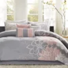 Jane Gray & Blush Floral King 7-Piece Comforter Set