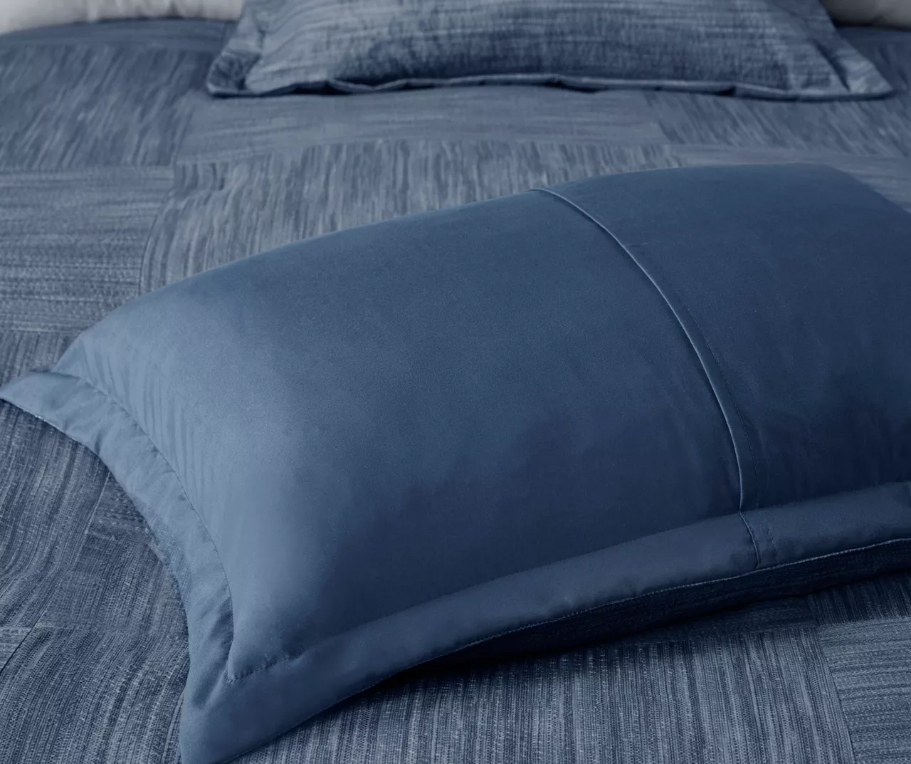 Kelan Navy Streak Patchwork Seersucker California King 7-Piece Comforter Set 10 Kelan Navy Streak Patchwork Seersucker California King 7-Piece Comforter Set - Image 10