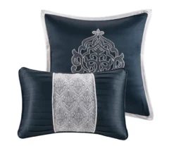 Eliot Navy & White Damask Jacquard California King 8-Piece Comforter Set 18 Eliot Navy & White Damask Jacquard California King 8-Piece Comforter Set -Northlight Outlet Home Store 810590837 810590836 810590835 5