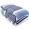 White & Blue Stripe Regal Plush Reversible Queen/King 3-Piece Comforter Set