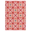 Rilassare Red & Orange Medallion Lattice Outdoor Area Rug, (5' X 7')