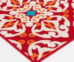 Rilassare Red & Orange Medallion Lattice Outdoor Area Rug, (5' X 7') -Northlight Outlet Home Store 810591263 810591264 810591265 3